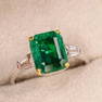 14K GOLD 2.05 CT VIVID GREEN NATURAL EMERALD & DIAMOND RING