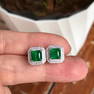 14K WHITE GOLD 2.26 CTW VIVID GREEN NATURAL EMERALD & DIAMOND EARRINGS