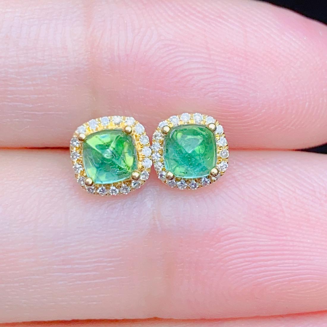 14K YELLOW GOLD 0.65 CT NATURAL EMERALD & DIAMOND EARRINGS (1 of 7)