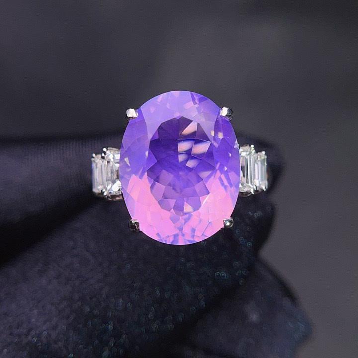 14K GOLD 8.95 CTW NATURAL AMETHYST & DIAMOND RING (1 of 9)
