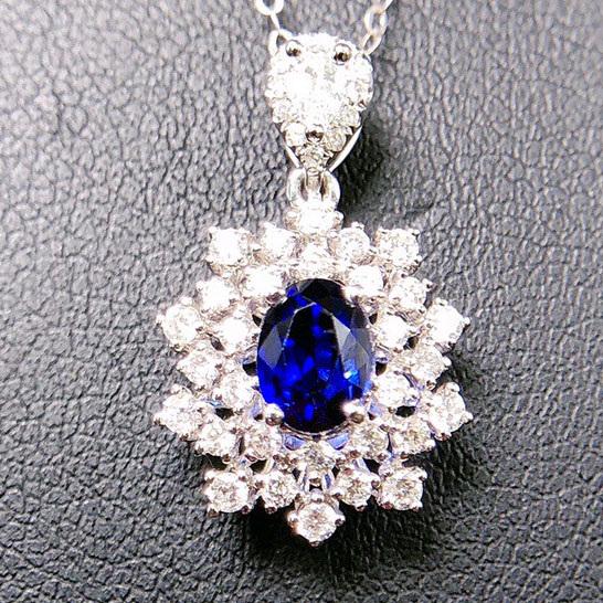 14K GOLD 1.51 CTW NATURAL SAPPHIRE & DIAMOND PENDANT (1 of 5)