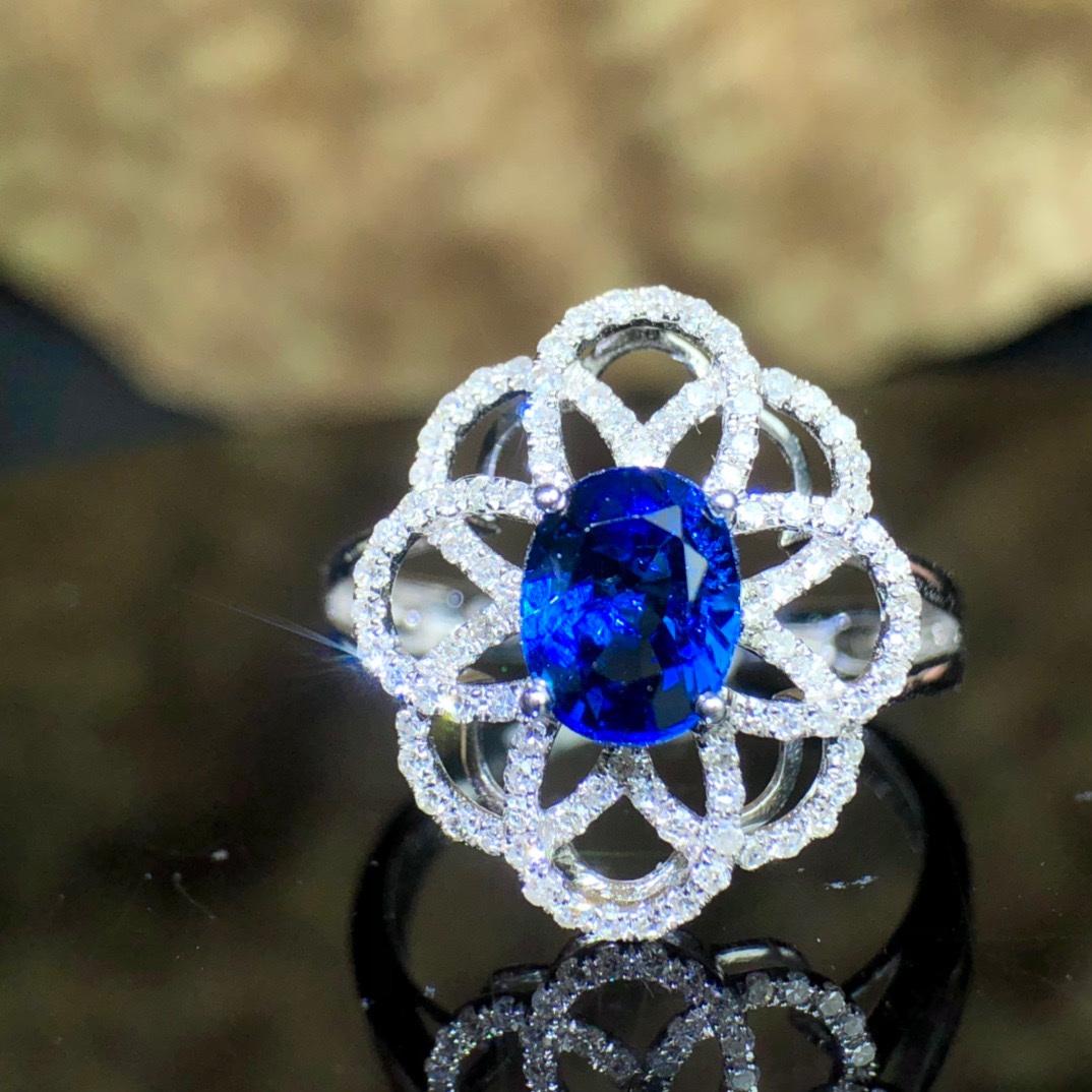 14K GOLD 1.51 CT NATURAL SAPPHIRE & DIAMOND RING (1 of 7)