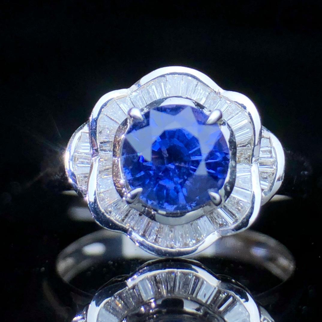 14K GOLD 1.7 CT NATURAL SAPPHIRE & DIAMOND RING (1 of 7)