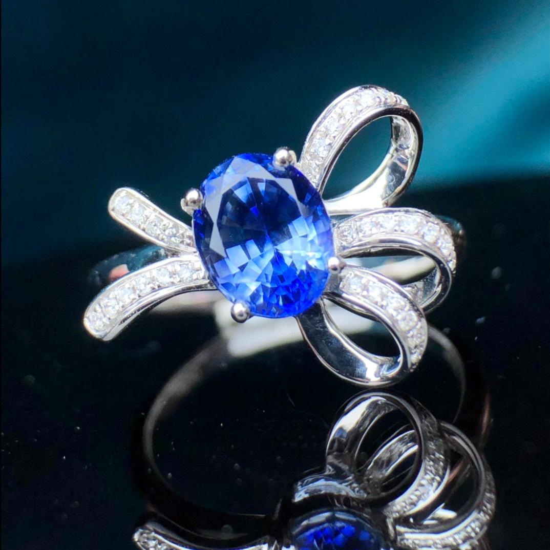 14K GOLD 1.89 CT NATURAL SAPPHIRE & DIAMOND RING (1 of 7)