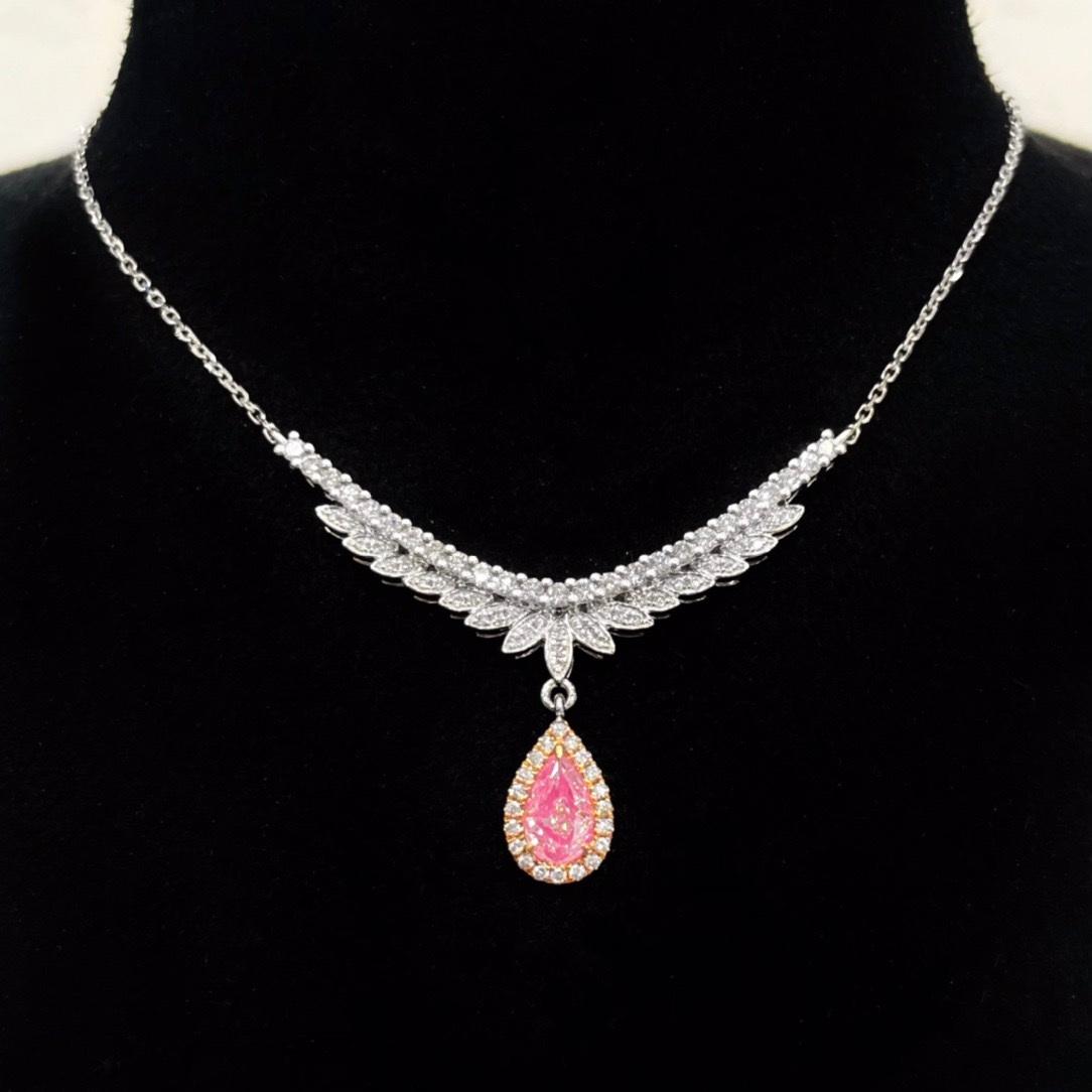 14K GOLD 0.67 CTW NATURAL PINK DIAMOND & DIAMOND NECKLACE (1 of 5)