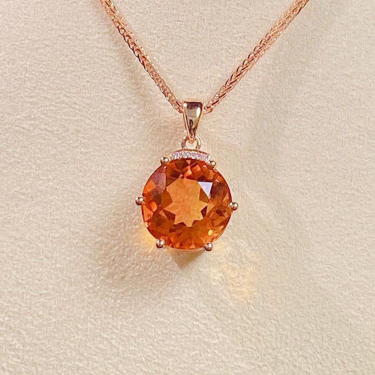 14K GOLD 4.57 CT NATURAL CITRINE & DIAMOND PENDANT (1 of 6)