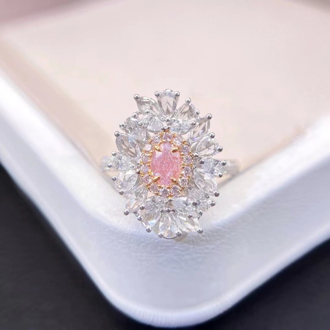 CERTIFIED 14K GOLD 1.34 CTW NATURAL PINK DIAMOND & DIAMOND RING (1 of 4)