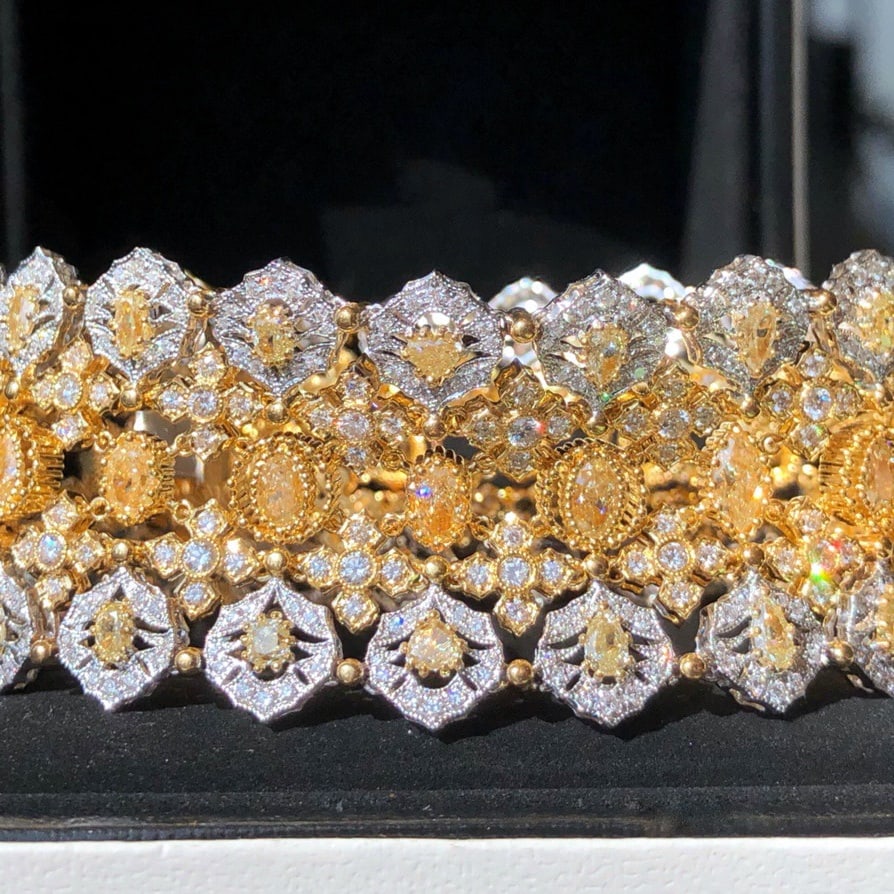 14K GOLD 13.01 CTW NATURAL YELLOW DIAMOND & DIAMOND BRACELET (1 of 9)
