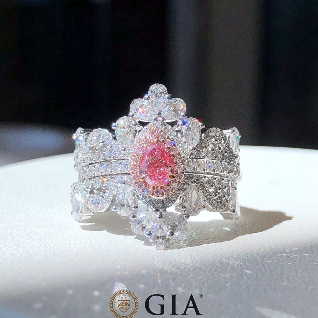 14K CERTIFIED GOLD 1.94 CTW NATURAL PINK DIAMOND & DIAMOND RING (1 of 9)