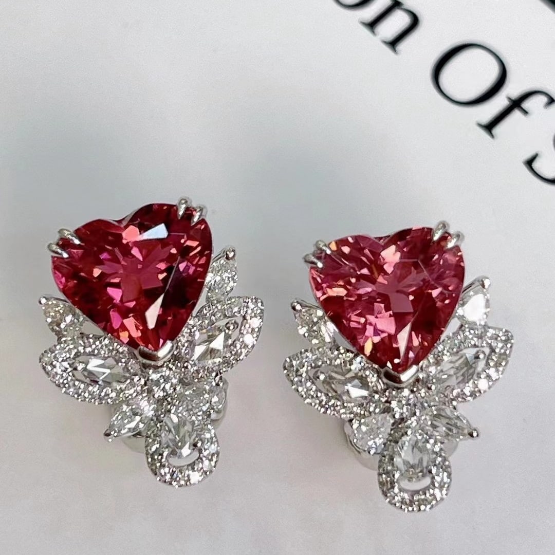 14K GOLD 4.90 CTW NATURAL TOURMALINE & DIAMOND EARRINGS (1 of 6)