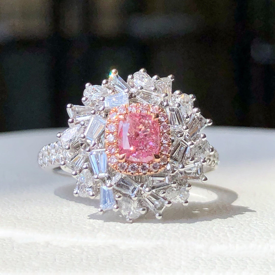 14K GOLD 1.58 CTW NATURAL PINK DIAMOND & DIAMOND RING/PENDANT (1 of 8)