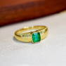 14K GOLD 0.48 CT VIVID GREEN NATURAL EMERALD RING