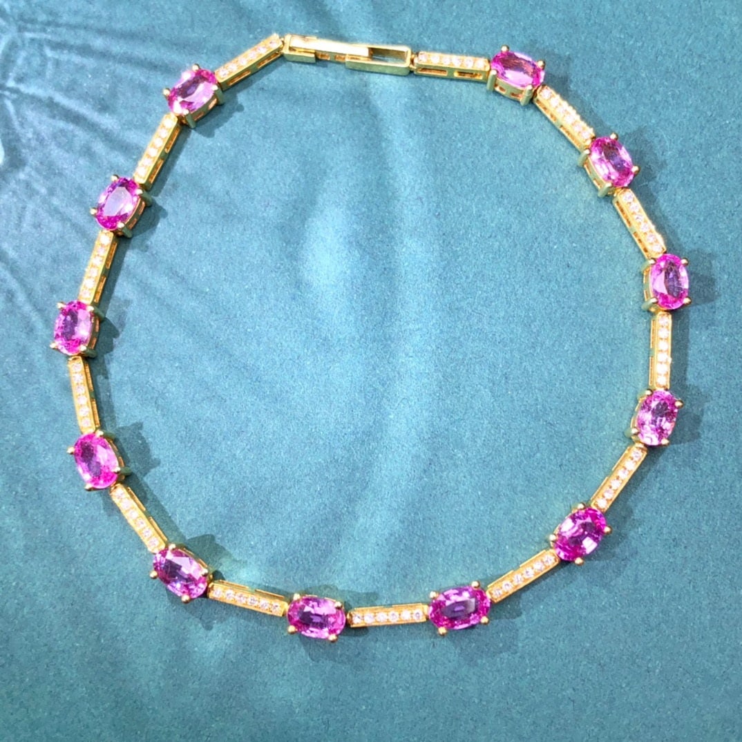 14K GOLD 4.43 CTW NATURAL SAPPHIRE & DIAMOND BRACELET (1 of 7)