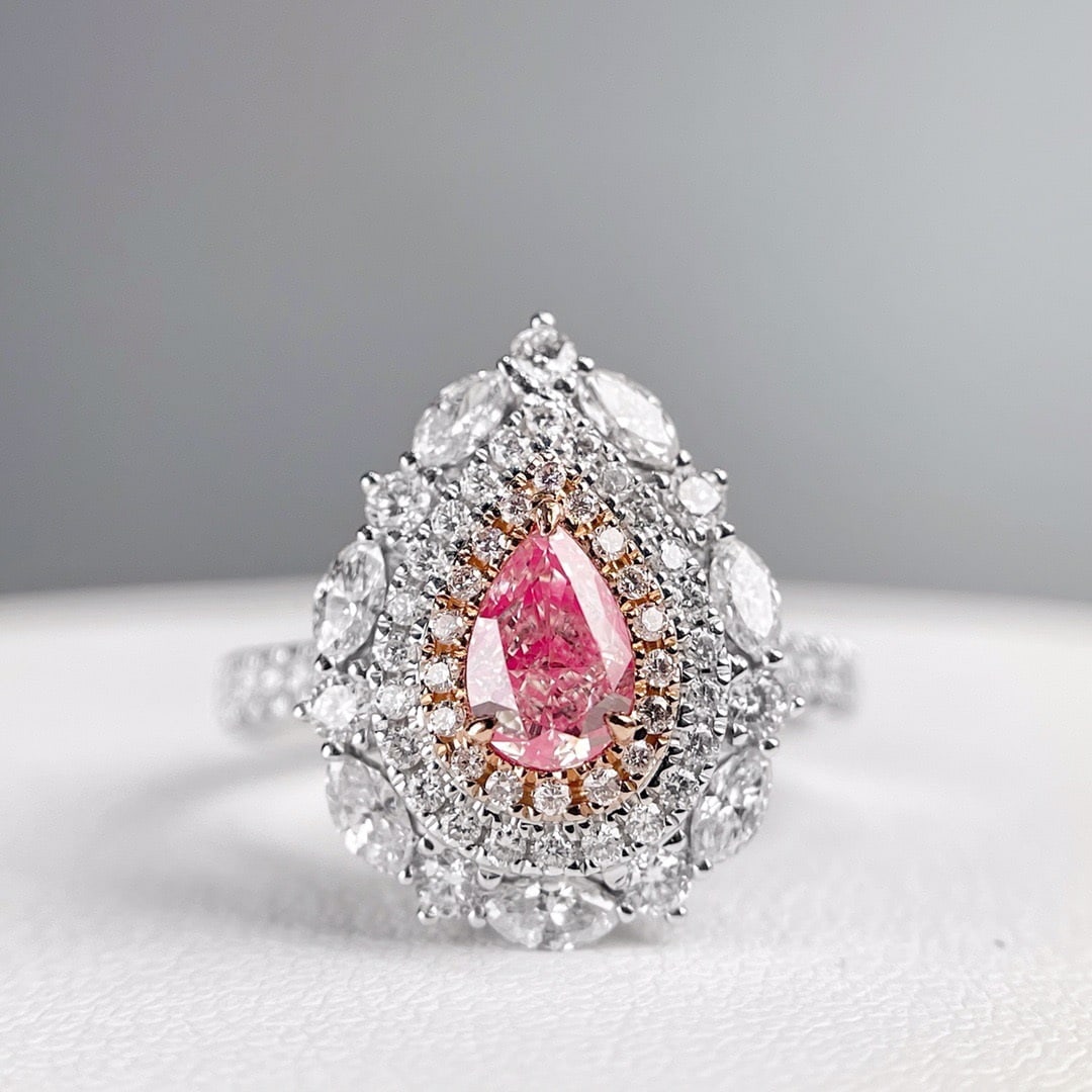 14K GOLD 1.43 CTW NATURAL PINK DIAMOND & DIAMOND RING/PENDANT (1 of 5)