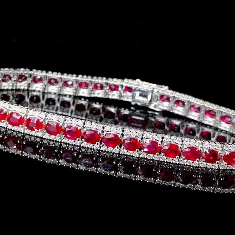 14K GOLD 9.09 CTW NATURAL RUBY & DIAMOND BRACELET (1 of 5)