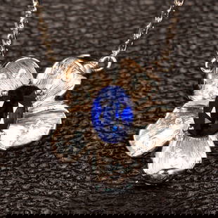 14K GOLD 1.36 CTW VIVID BLUE NATURAL SAPPHIRE & DIAMOND NECKLACE: Ref:230650450 Gold Content:14K Gold Main Gemstone:Sapphire Number of stones:1 Shape:Oval Carat Weight:1.31ct Color:Vivid Blue Treatment:Natural Cut Grade:G Adjacent Gemstone 2 : Diamond Shape: