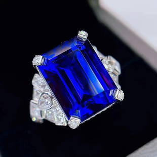 14K GOLD 16.99 CTW VIVID BLUE NATURAL TANZANITE & DIAMOND RING: Ref:230649064Gold Content:14K GoldRing Size:7.25USMain Gemstone:TanzaniteNumber of stones:1Shape:OctagonalCarat Weight:14.88ct Color:Vivid BlueTreatment:NaturalCut Grade:GAdjacent Gemstone 2 :