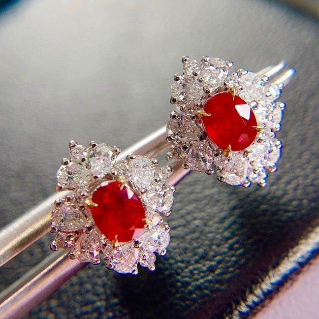 14K GOLD 1.33 CTW NATURAL RUBY & DIAMOND EARRINGS (1 of 4)