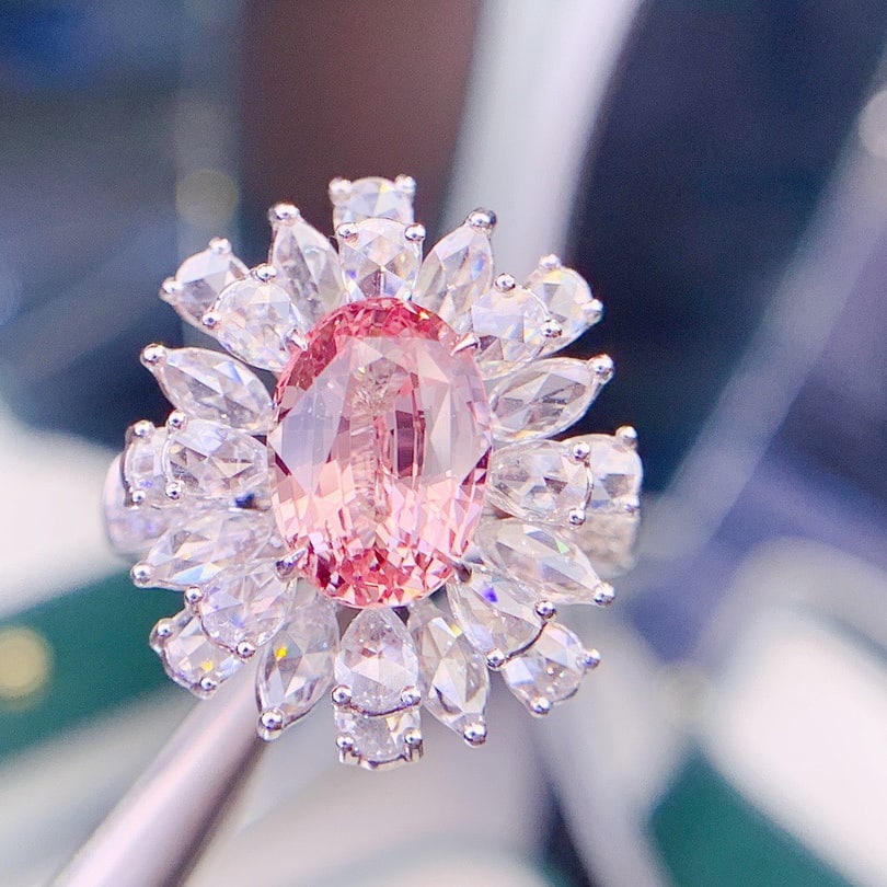 14K GOLD 5.39 CTW NATURAL PADPARADSCHA SAPPHIRE & DIAMOND RING/PENDANT (1 of 9)