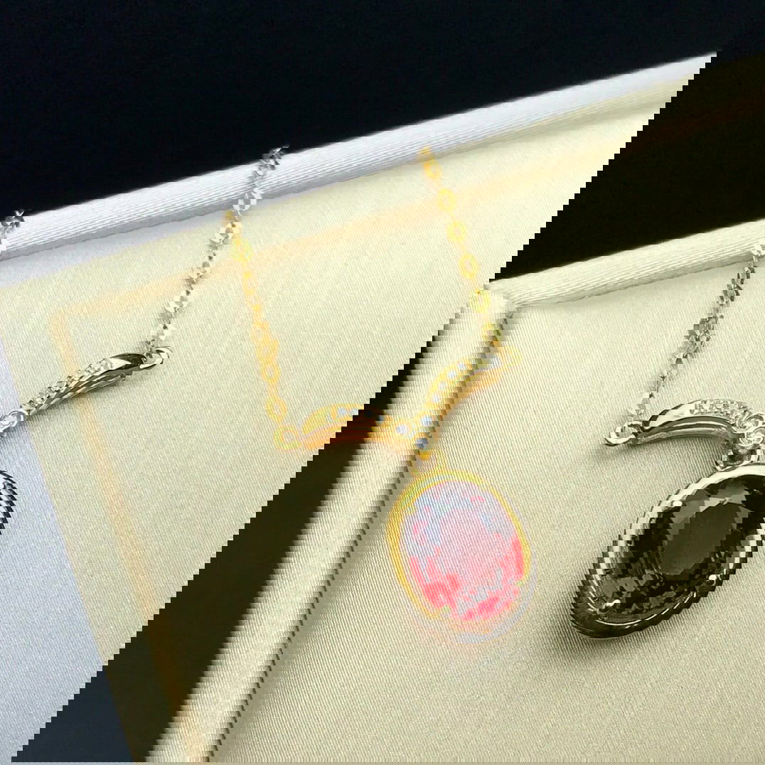 14K GOLD 2.22 CT NATURAL GARNET & DIAMOND NECKLACE (1 of 8)