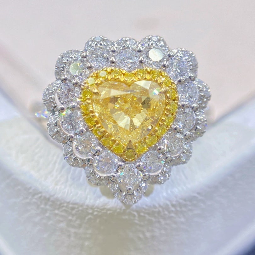 14K GOLD 1.89 CTW NATURAL YELLOW DIAMOND & DIAMOND RING/PENDANT (1 of 5)