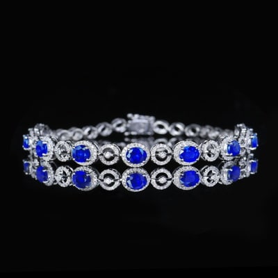 14K GOLD 4.52 CTW NATURAL SAPPHIRE & DIAMOND BRACELET (1 of 6)