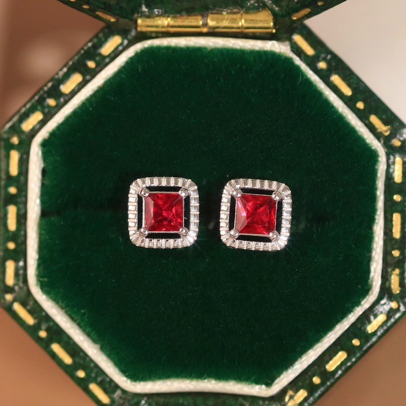 14K GOLD 0.30 CT NATURAL RUBY EARRINGS (1 of 5)