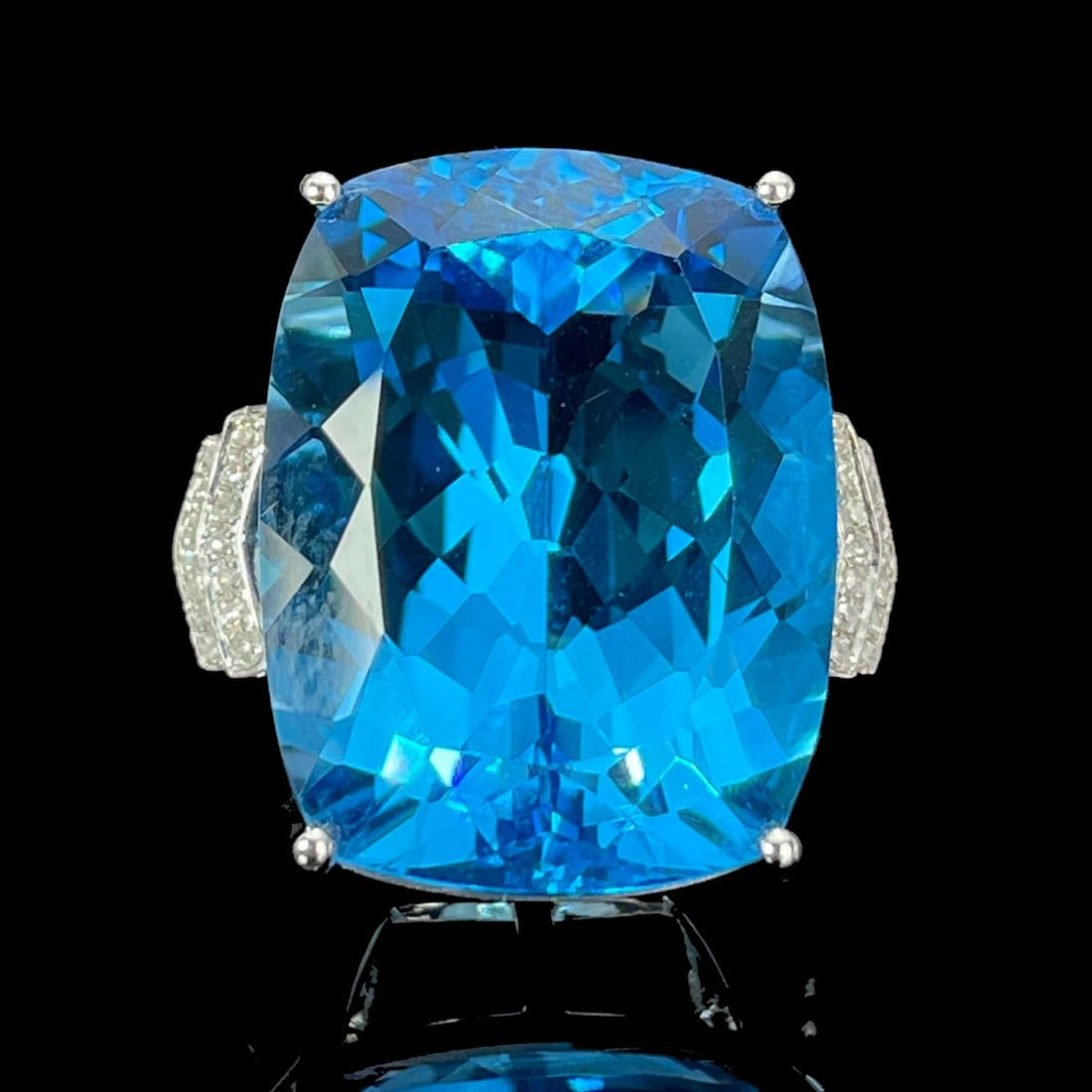 14K GOLD 25.9 CT VIVID BLUE NATURAL TOPAZ & DIAMOND RING (1 of 7)