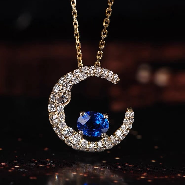 14K GOLD 0.5 CTW NATURAL SAPPHIRE & DIAMOND PENDANT (1 of 6)