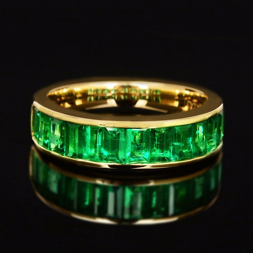 14K GOLD 2.07 CT VIVID GREEN NATURAL EMERALD RING (1 of 9)