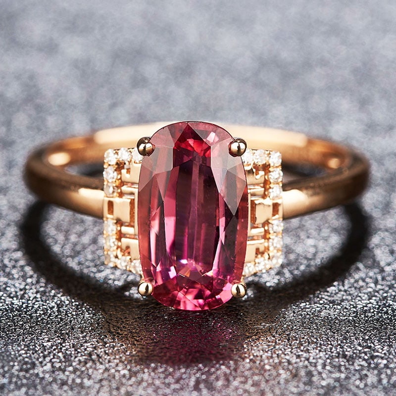 14K GOLD 1.82 CT NATURAL TOURMALINE & DIAMOND RING (1 of 5)