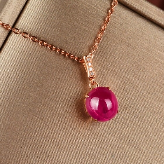 14K GOLD 2.31 CTW VIVID RED NATURAL RUBY & DIAMOND PENDANT (1 of 7)