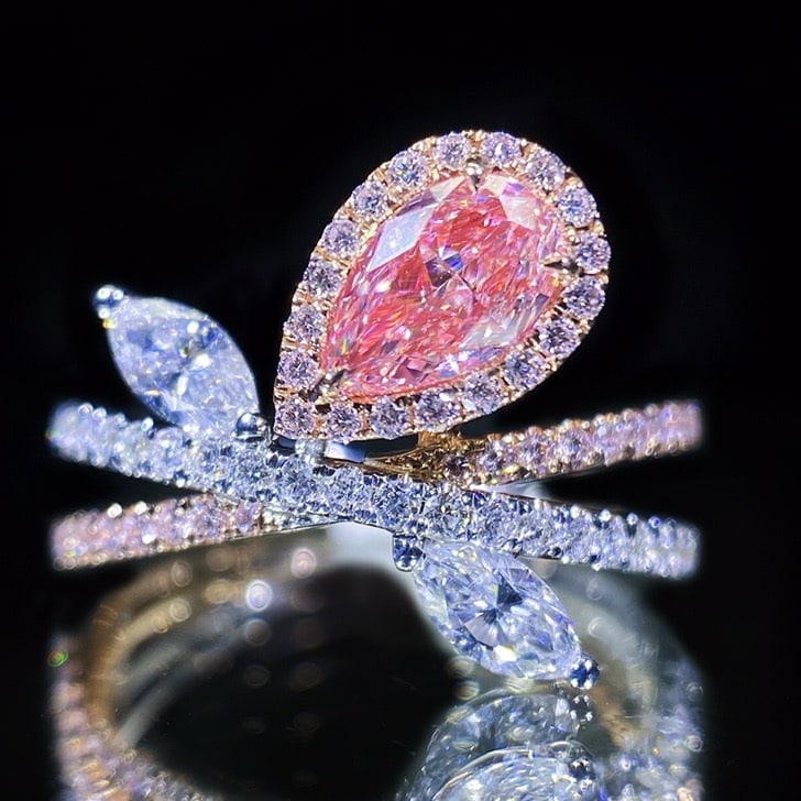 14K GOLD 1.21 CTW NATURAL PINK DIAMOND & DIAMOND RING (1 of 5)