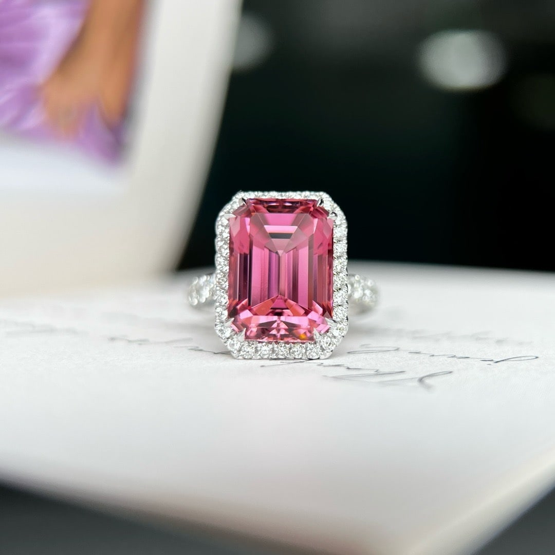 14K GOLD 8.01 CTW NATURAL TOURMALINE & DIAMOND RING (1 of 4)