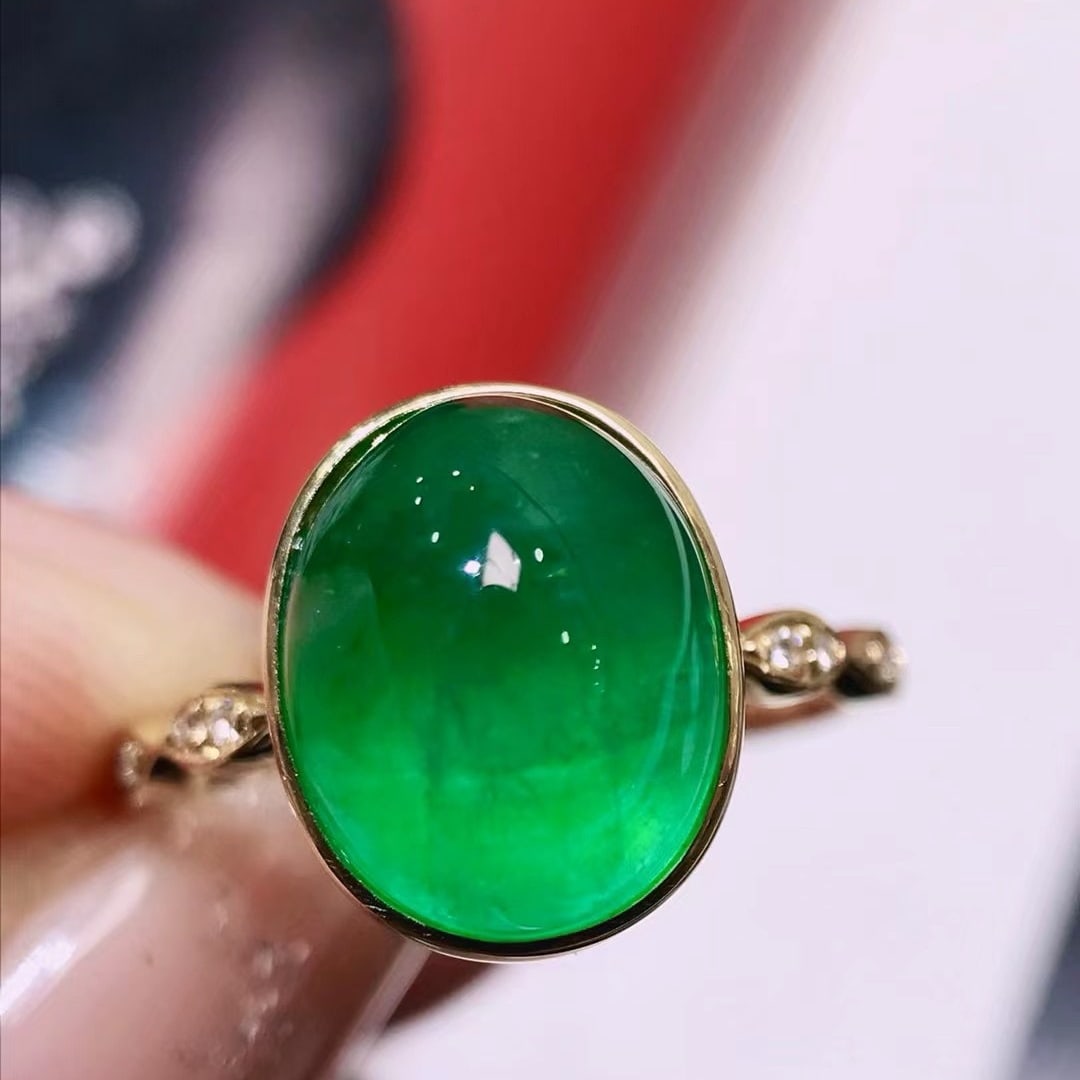 14K GOLD 5.1 CT VIVID GREEN NATURAL EMERALD & DIAMOND RING (1 of 5)