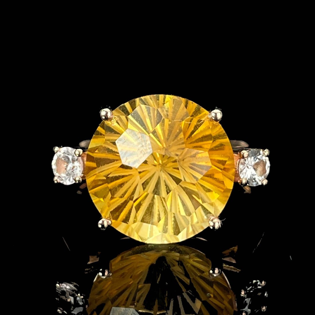 14K GOLD 6.35 CT NATURAL CITRINE & SAPPHIRE RING (1 of 6)