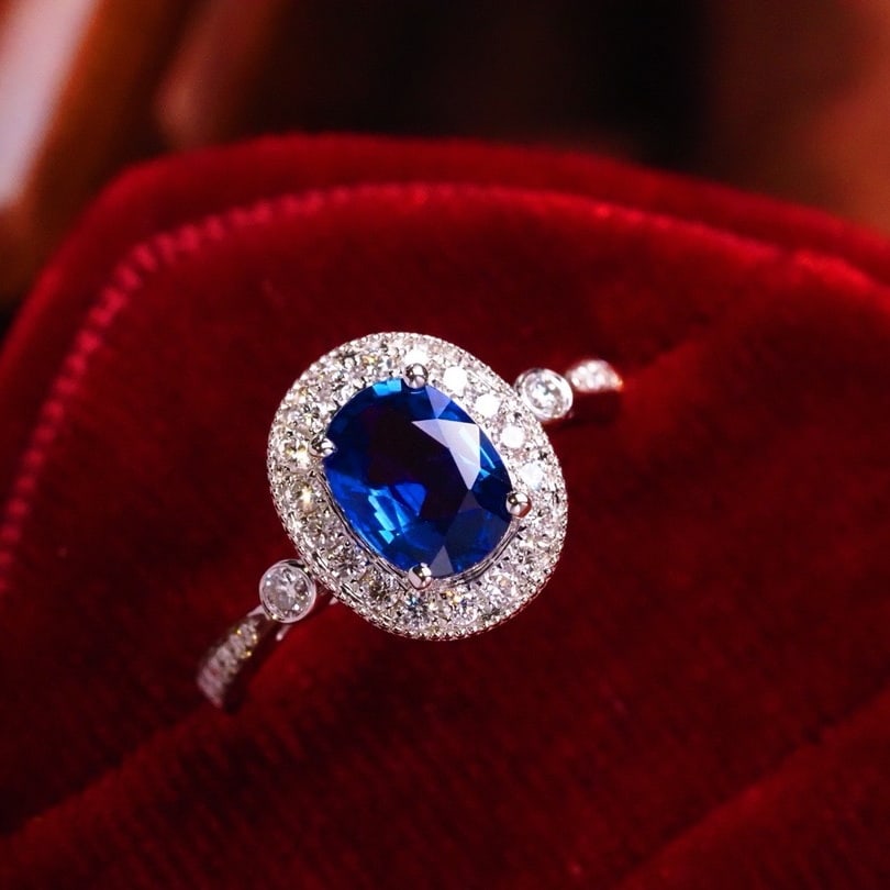 14K GOLD 1.21 CT NATURAL SAPPHIRE & DIAMOND RING (1 of 6)