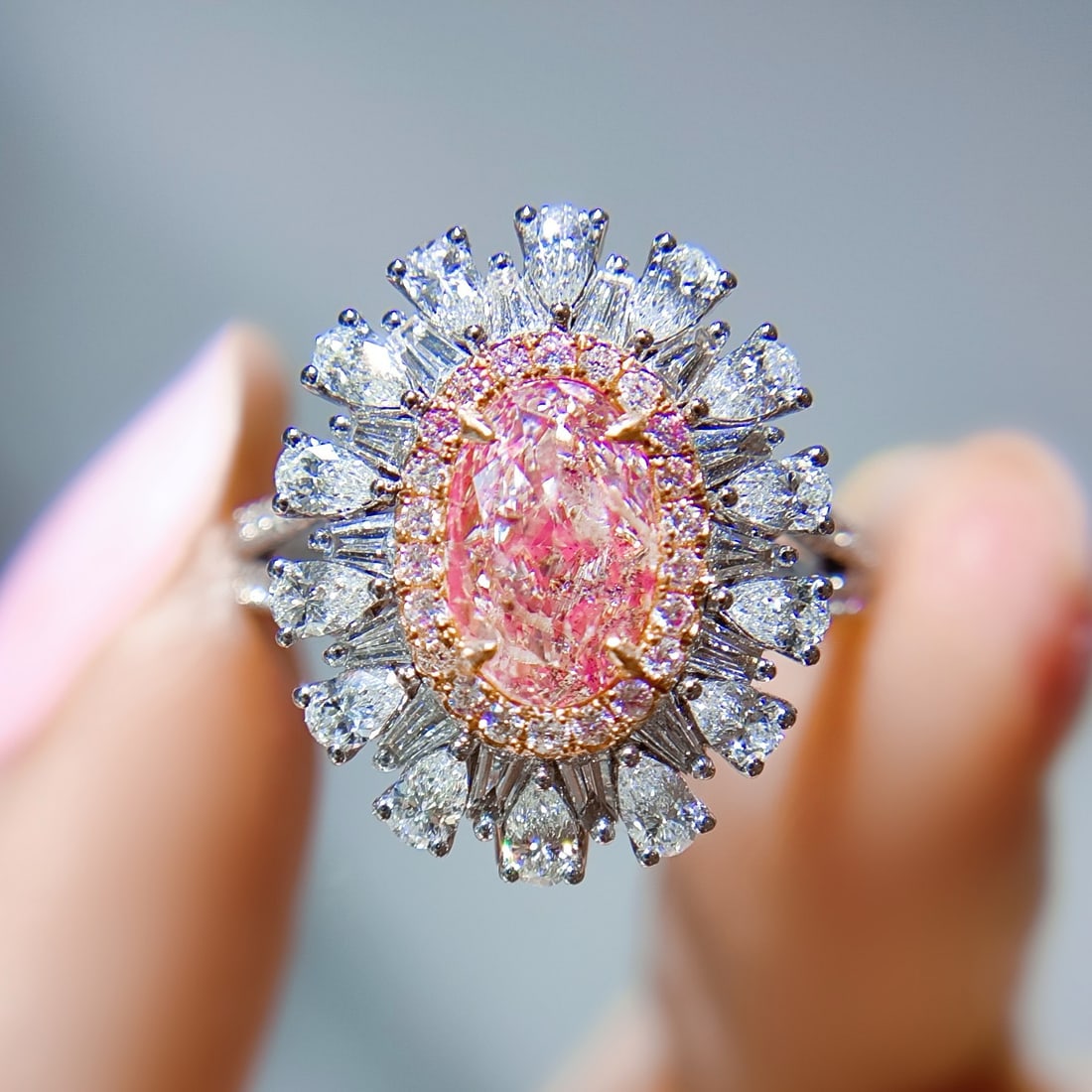 14K GOLD 2.09 CTW NATURAL PINK DIAMOND & DIAMOND RING/PENDANT (1 of 4)