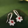 14K GOLD 1.16 CTW VIVID RED NATURAL RUBY & DIAMOND EARRINGS