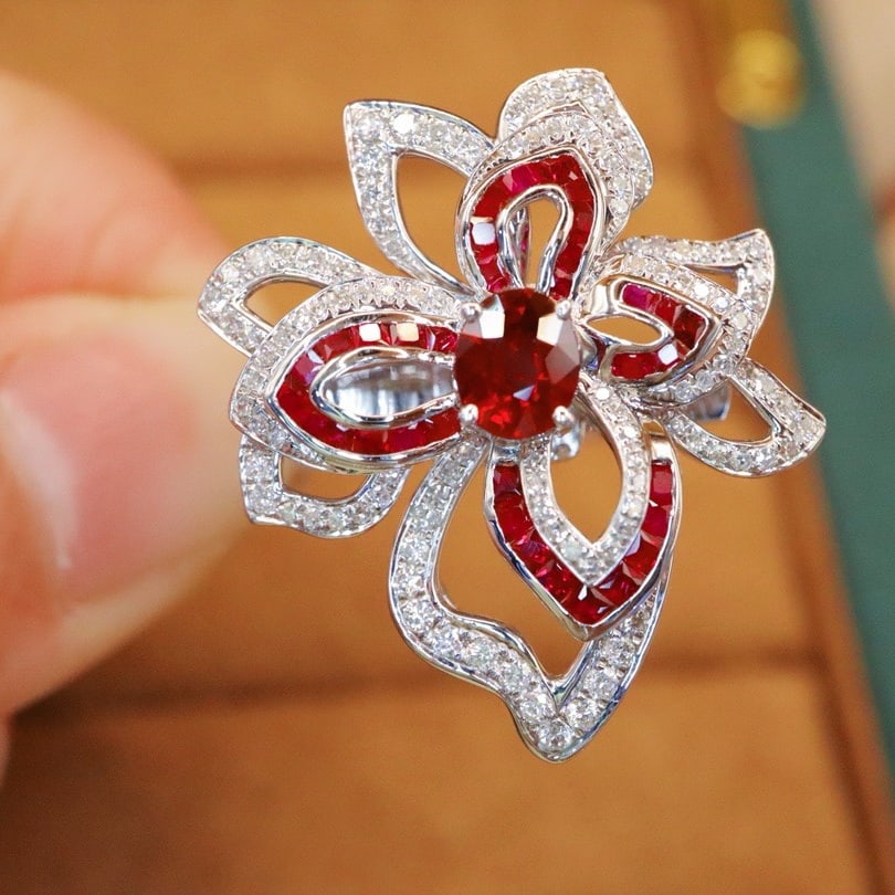 14K GOLD 1.51 CTW NATURAL RUBY & DIAMOND RING/PENDANT (1 of 9)