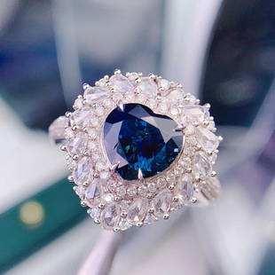 14K GOLD 3.44 CTW VIVID BLUE NATURAL SAPPHIRE & DIAMOND RING/PENDANT: Ref:230709013 Gold Content:14K Gold Ring Size:7.25US Main Gemstone:Sapphire Number of stones:1 Shape:Heart Carat Weight:2.17ct Color:Vivid Blue Treatment:Natural Cut Grade:G Adjacent Gemstone 2 :