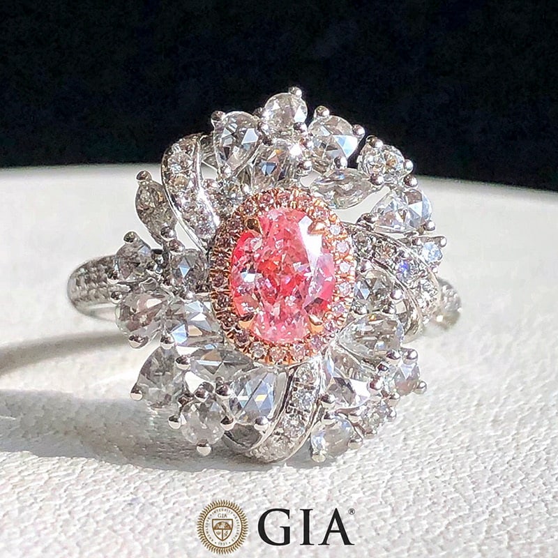 14K GOLD 1.53 CTW NATURAL PINK DIAMOND & DIAMOND RING (1 of 5)
