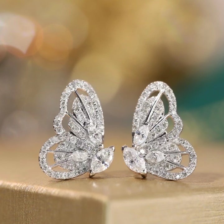14K GOLD 0.9 CT NATURAL H DIAMOND EARRINGS (1 of 8)