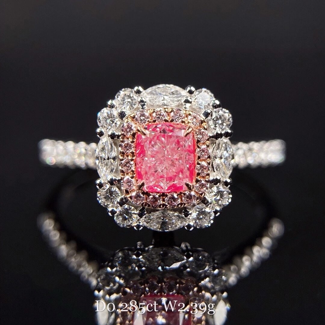 14K GOLD 0.71 CTW NATURAL PINK DIAMOND & DIAMOND RING/PENDANT (1 of 8)