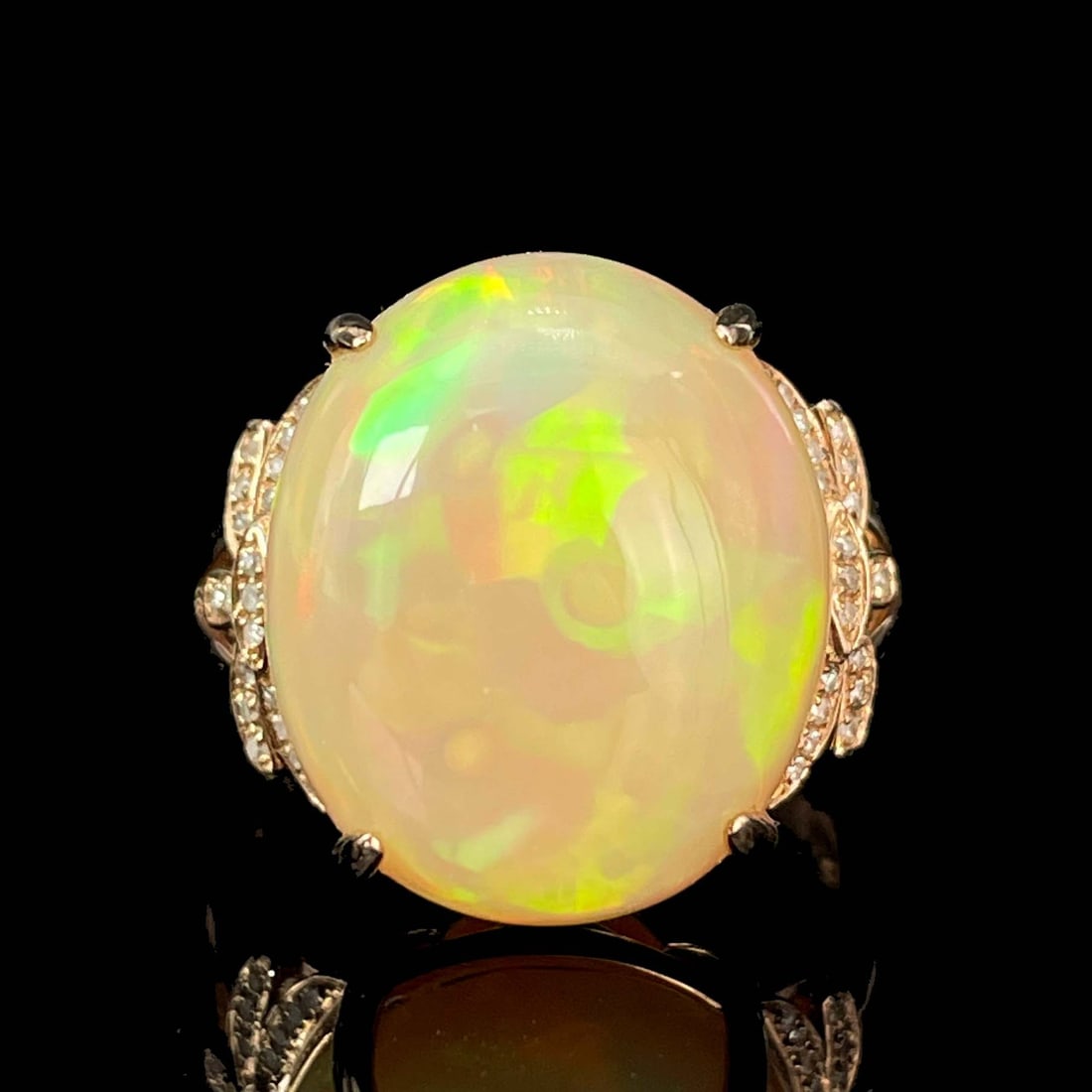 14K GOLD 12.26 CTW NATURAL OPAL & DIAMOND RING (1 of 6)