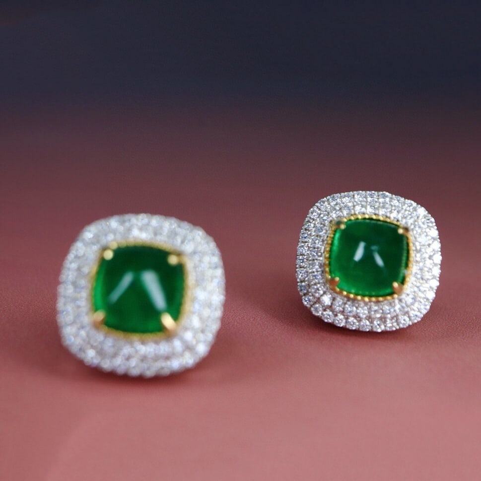 14K GOLD 2.75 CTW VIVID GREEN NATURAL EMERALD & DIAMOND EARRINGS (1 of 6)