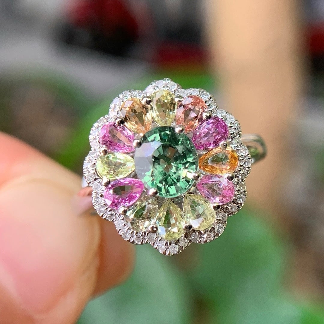 14K GOLD 1.14 CTW NATURAL SAPPHIRE & DIAMOND RING (1 of 6)