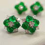 14K GOLD 1.2 CT VIVID GREEN NATURAL EMERALD & DIAMOND EARRINGS