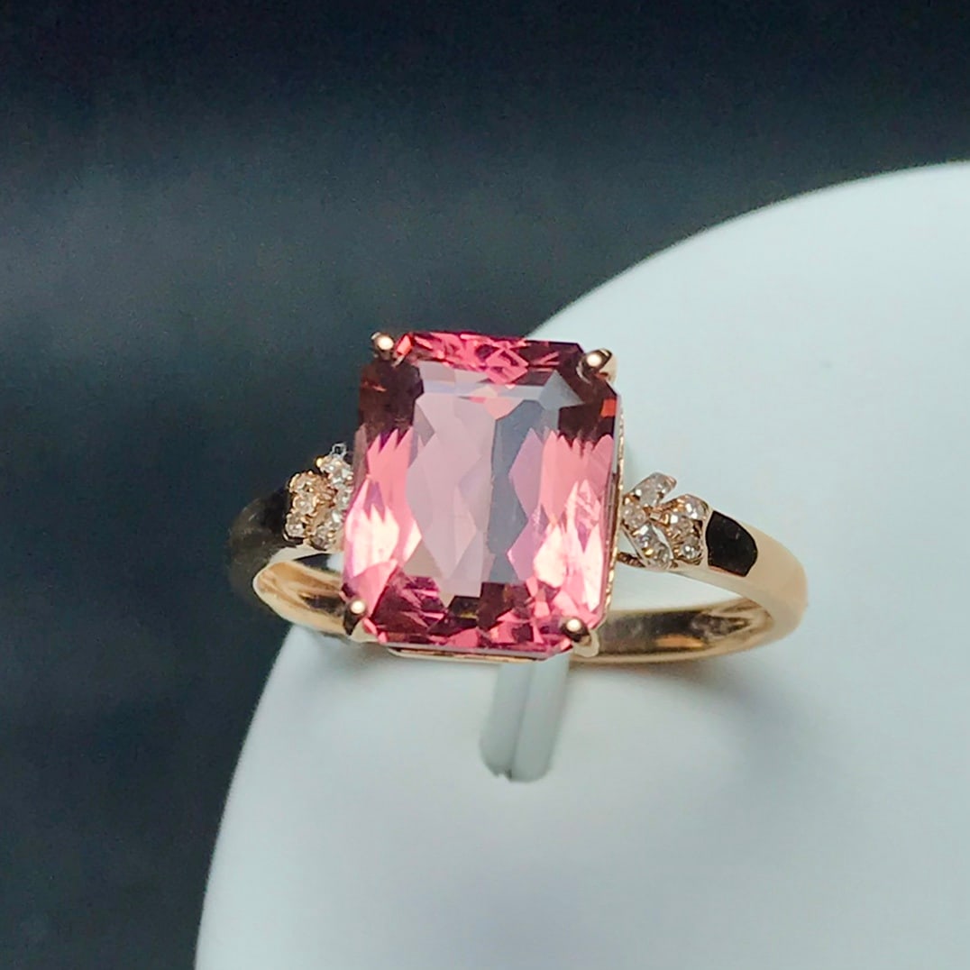 14K GOLD 3.53 CT NATURAL TOURMALINE & DIAMOND RING (1 of 4)