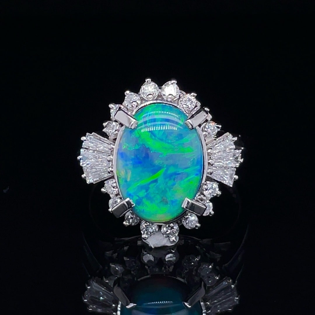 14K GOLD 2.92 CTW NATURAL OPAL & DIAMOND RING (1 of 6)